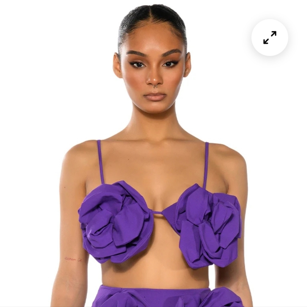 AKIRA Purple Floral Applique Bralette